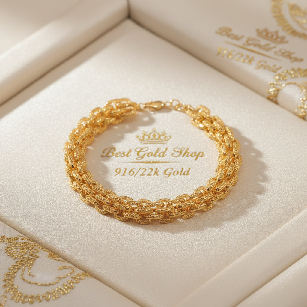 916 Gold Double Link Bracelet – Very BeautifulBraceletsBest Gold Shop