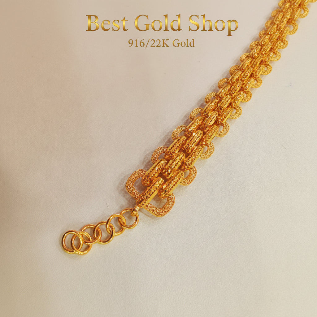 916 Gold Double Link Bracelet – Very BeautifulBraceletsBest Gold Shop