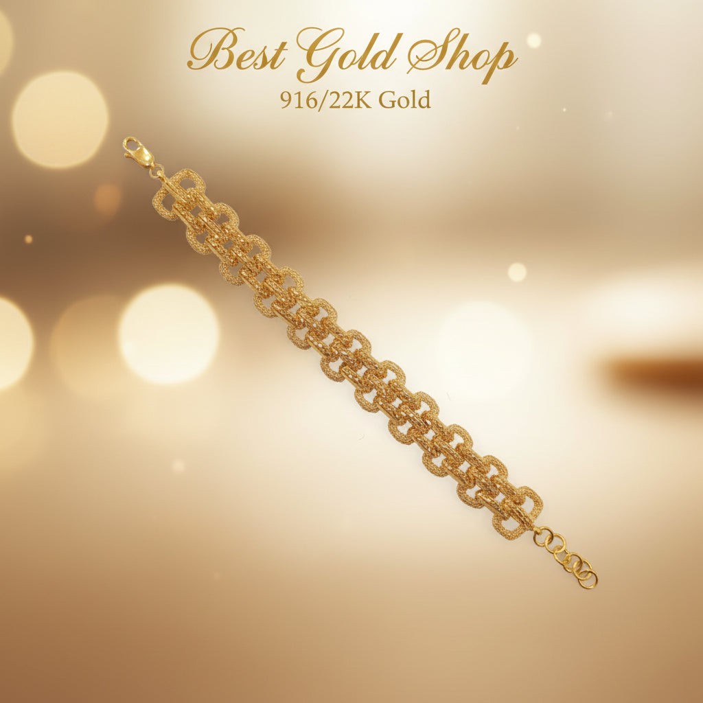 916 Gold Double Link Bracelet – Very BeautifulBraceletsBest Gold Shop