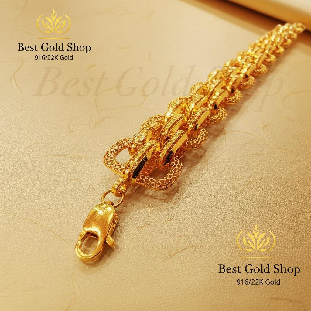 916 Gold Double Link Bracelet – Very BeautifulBraceletsBest Gold Shop