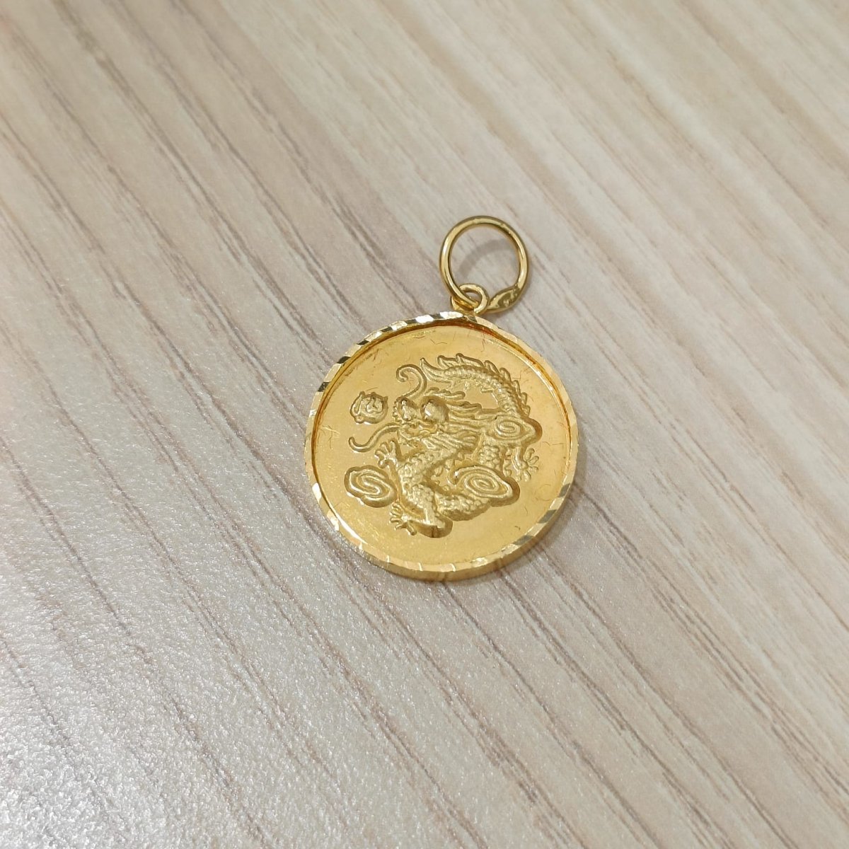 916 Gold Dragon Coin Pendant with Prosperity WordCharms & PendantsBest Gold Shop