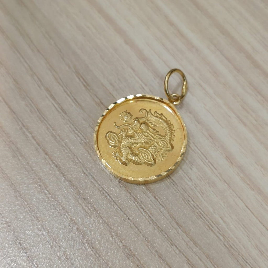 916 Gold Dragon Coin Pendant with Prosperity WordCharms & PendantsBest Gold Shop