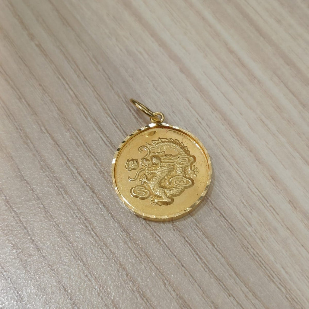 916 Gold Dragon Coin Pendant with Prosperity WordCharms & PendantsBest Gold Shop