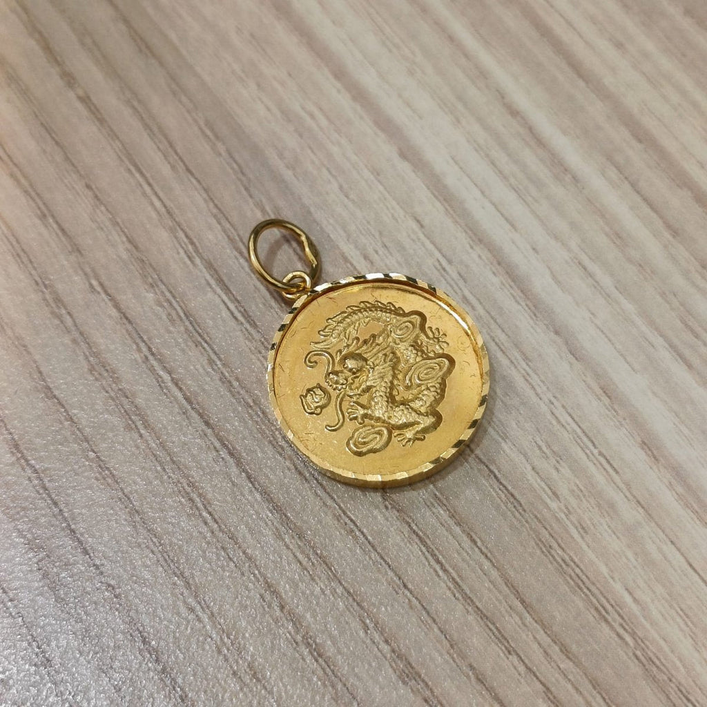 916 Gold Dragon Coin Pendant with Prosperity WordCharms & PendantsBest Gold Shop