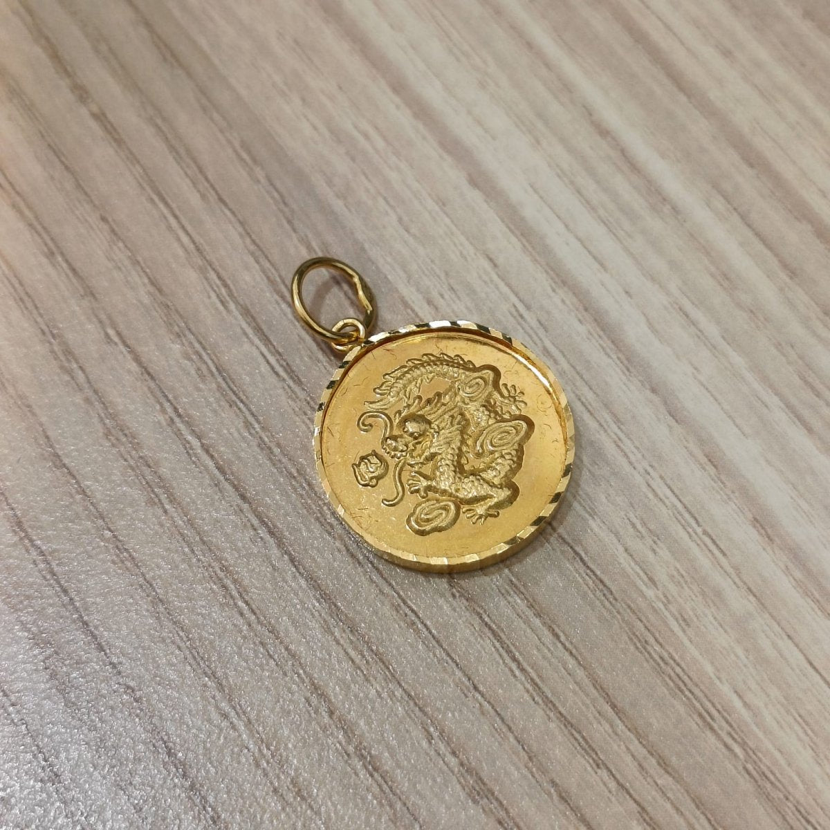 916 Gold Dragon Coin Pendant with Prosperity WordCharms & PendantsBest Gold Shop