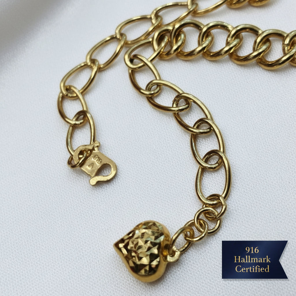 916 Gold Fancy Link Chain Dual Design BraceletBraceletsBest Gold Shop