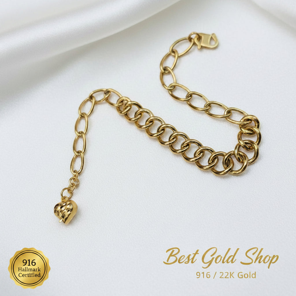 916 Gold Fancy Link Chain Dual Design BraceletBraceletsBest Gold Shop