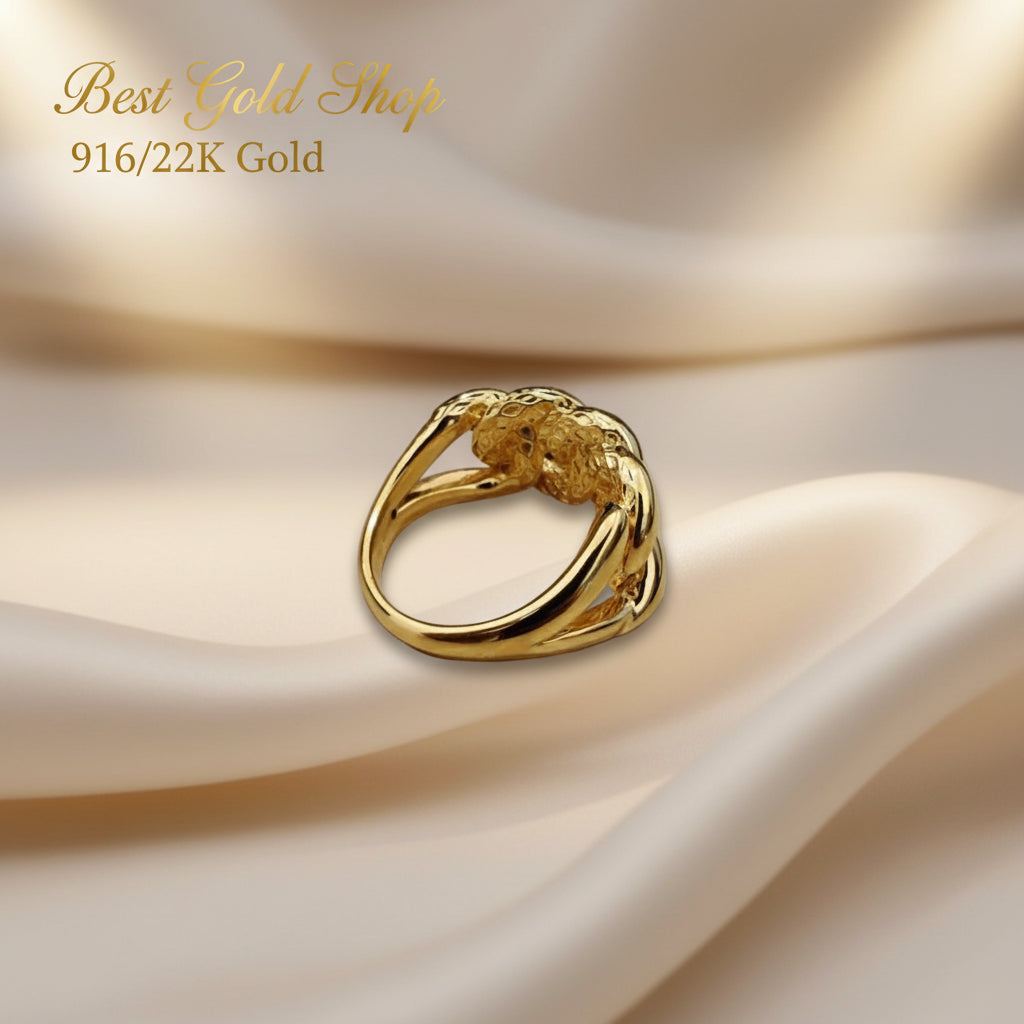 916 Gold (22K) Fishbone Bold Architectural Lightweight Series Ring for WomenRingsBest Gold Shop
