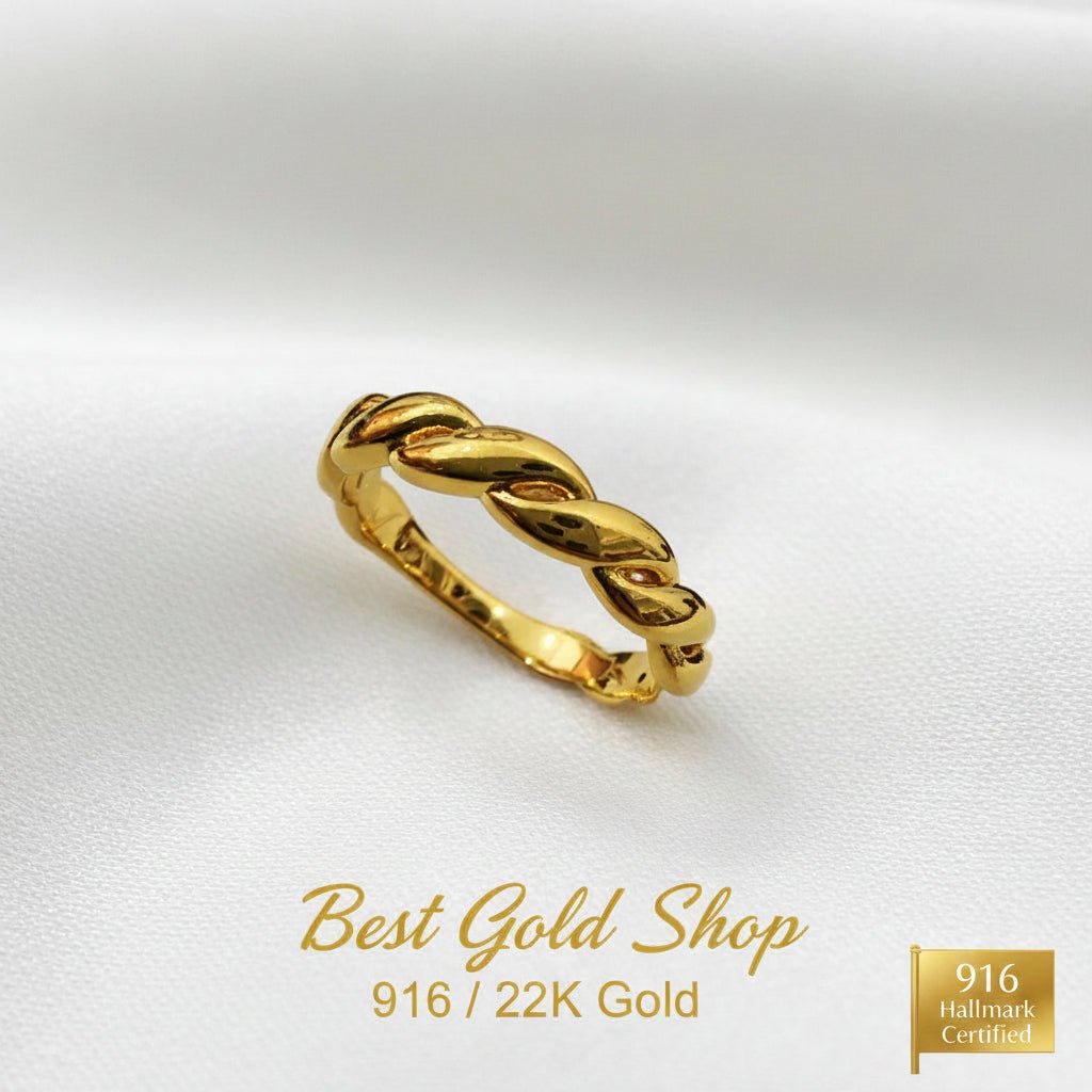 916 Gold Half Twisted Ring New Design Feather Light RingsRingsBest Gold Shop
