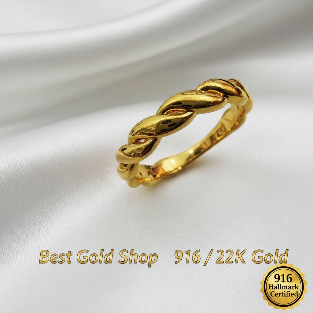 916 Gold Half Twisted Ring New Design Feather Light RingsRingsBest Gold Shop