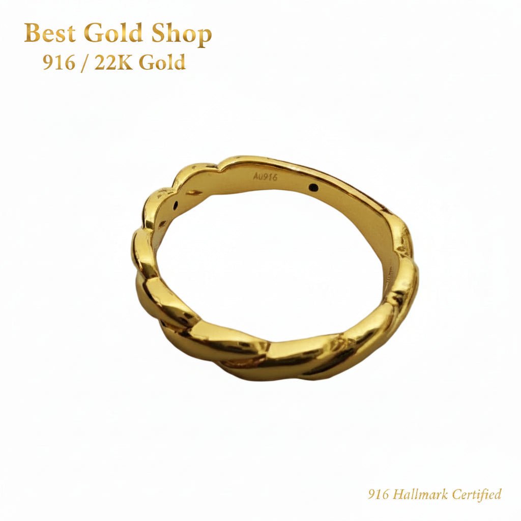 916 Gold Half Twisted Ring New Design Feather Light RingsRingsBest Gold Shop
