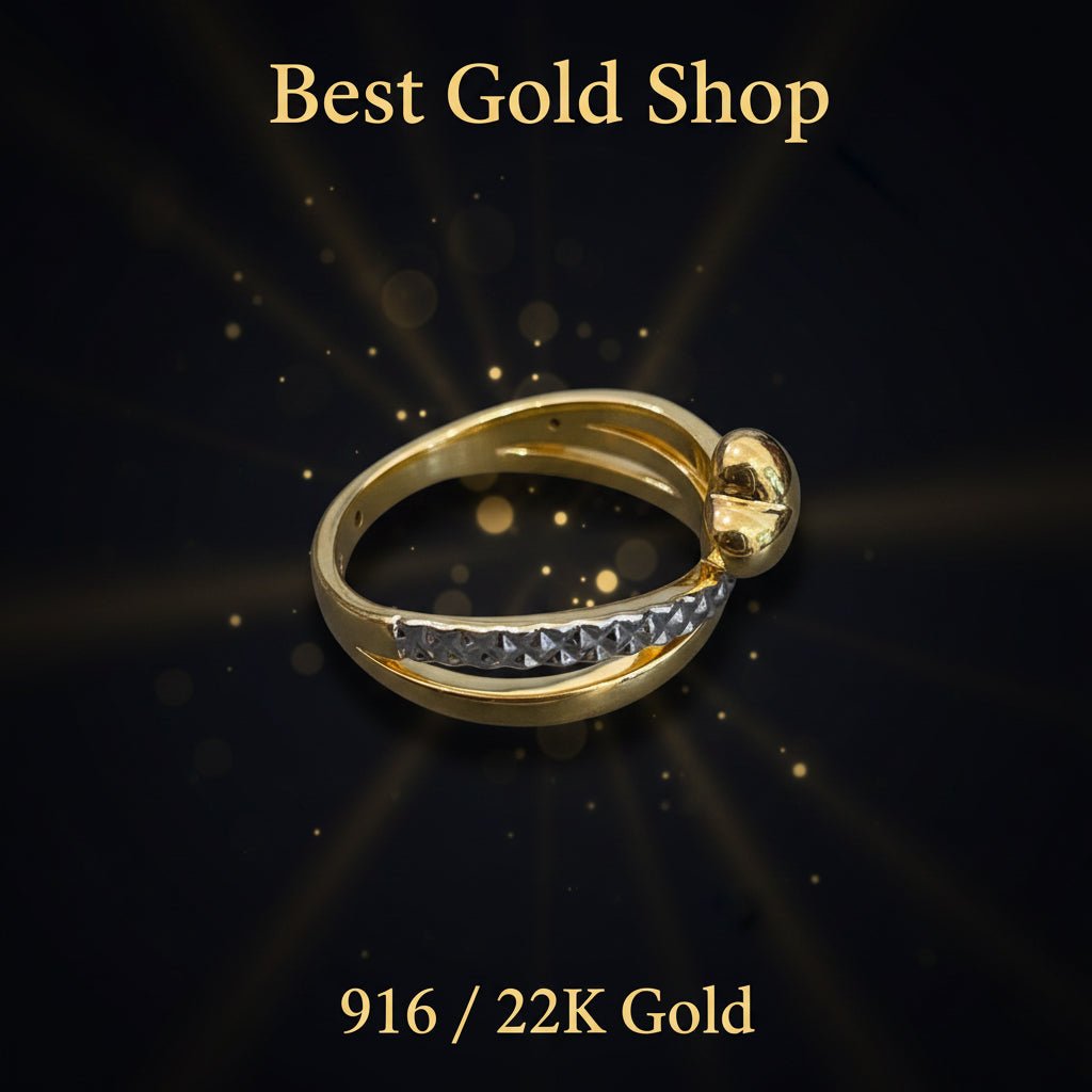 916 Gold Heart 2 Tone Ring Feather Light V1 - 22k gold 22k gold ring - Best Gold Shop