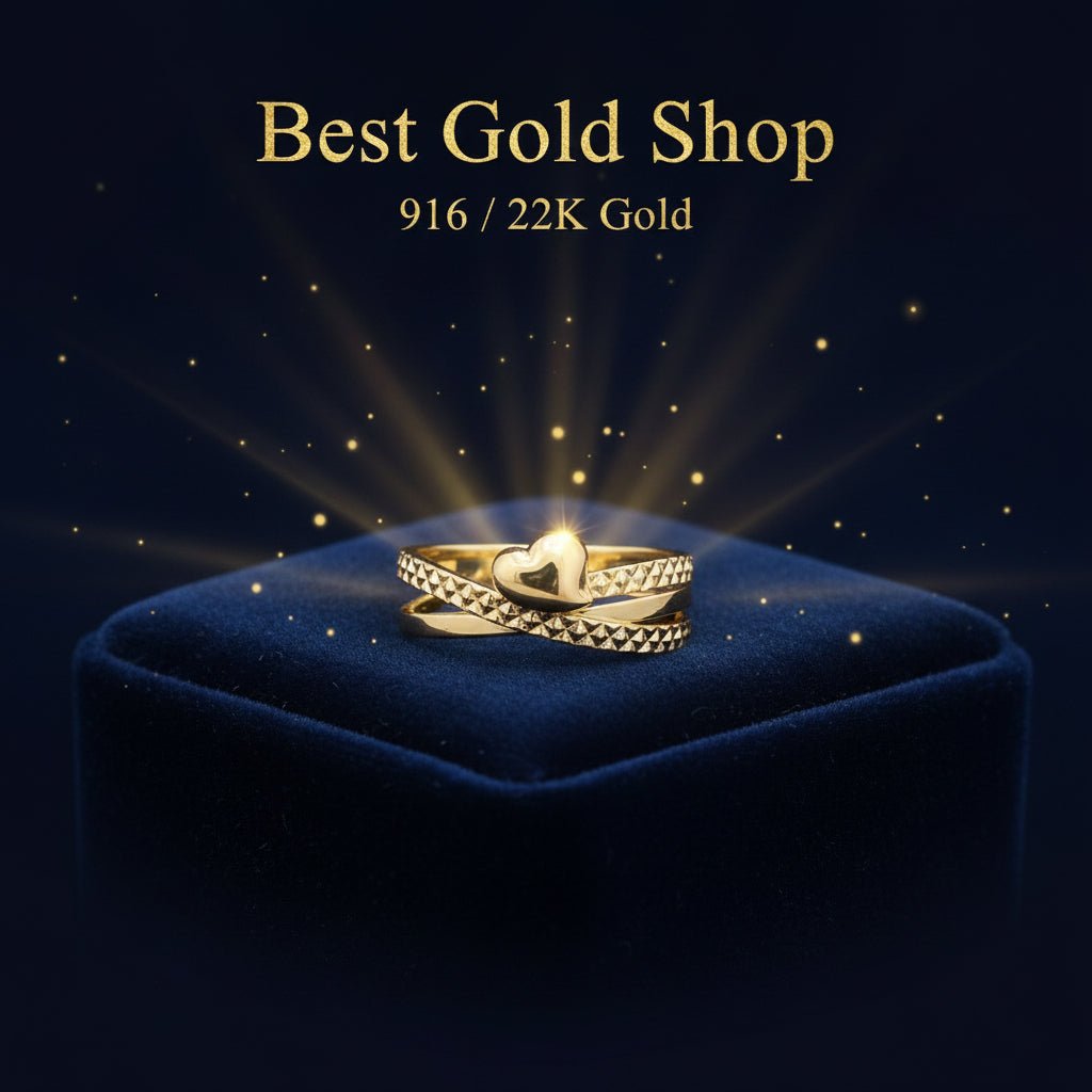 916 Gold Heart Ring V1 Feather Light - 22k gold 22k gold ring - Best Gold Shop