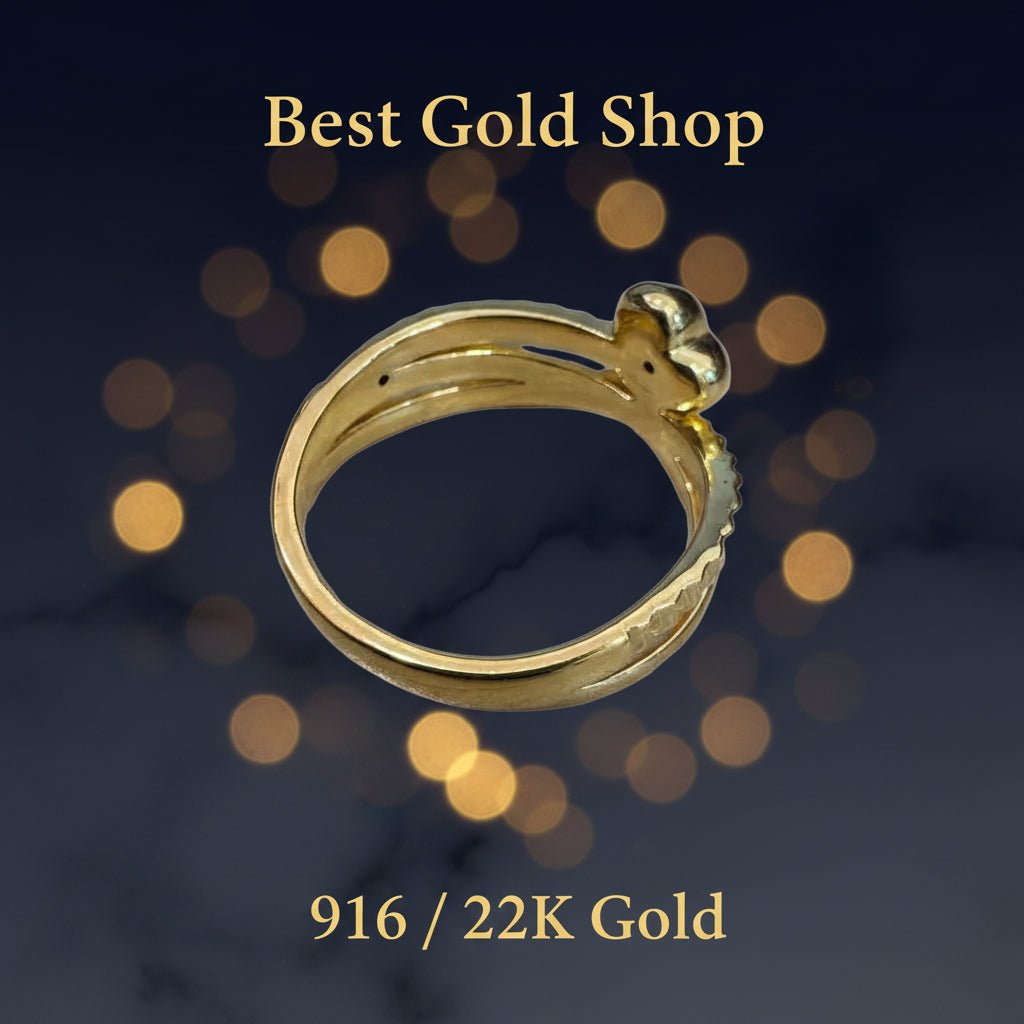 916 Gold Heart Ring V1 Feather Light - 22k gold 22k gold ring - Best Gold Shop