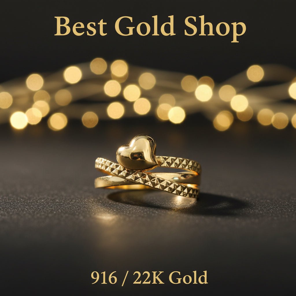 916 Gold Heart Ring V1 Feather Light - 22k gold 22k gold ring - Best Gold Shop