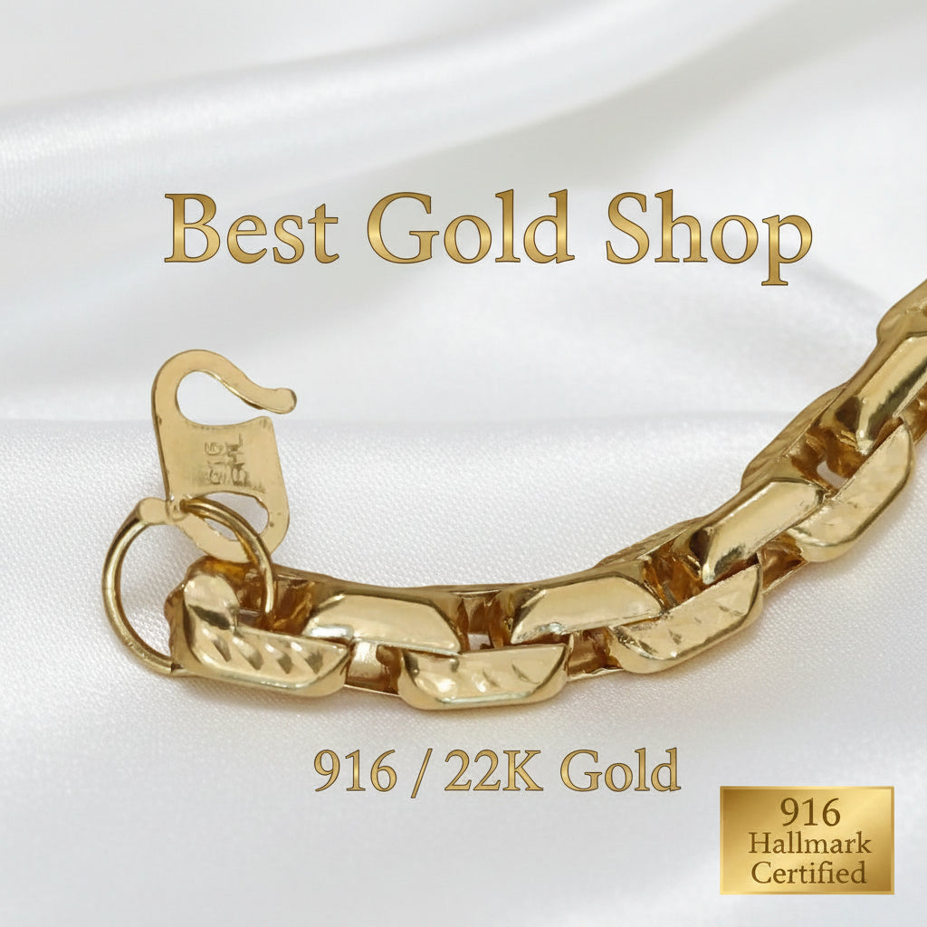 Full view of the 916 gold heavy hollow Wanzi Heart bracelet