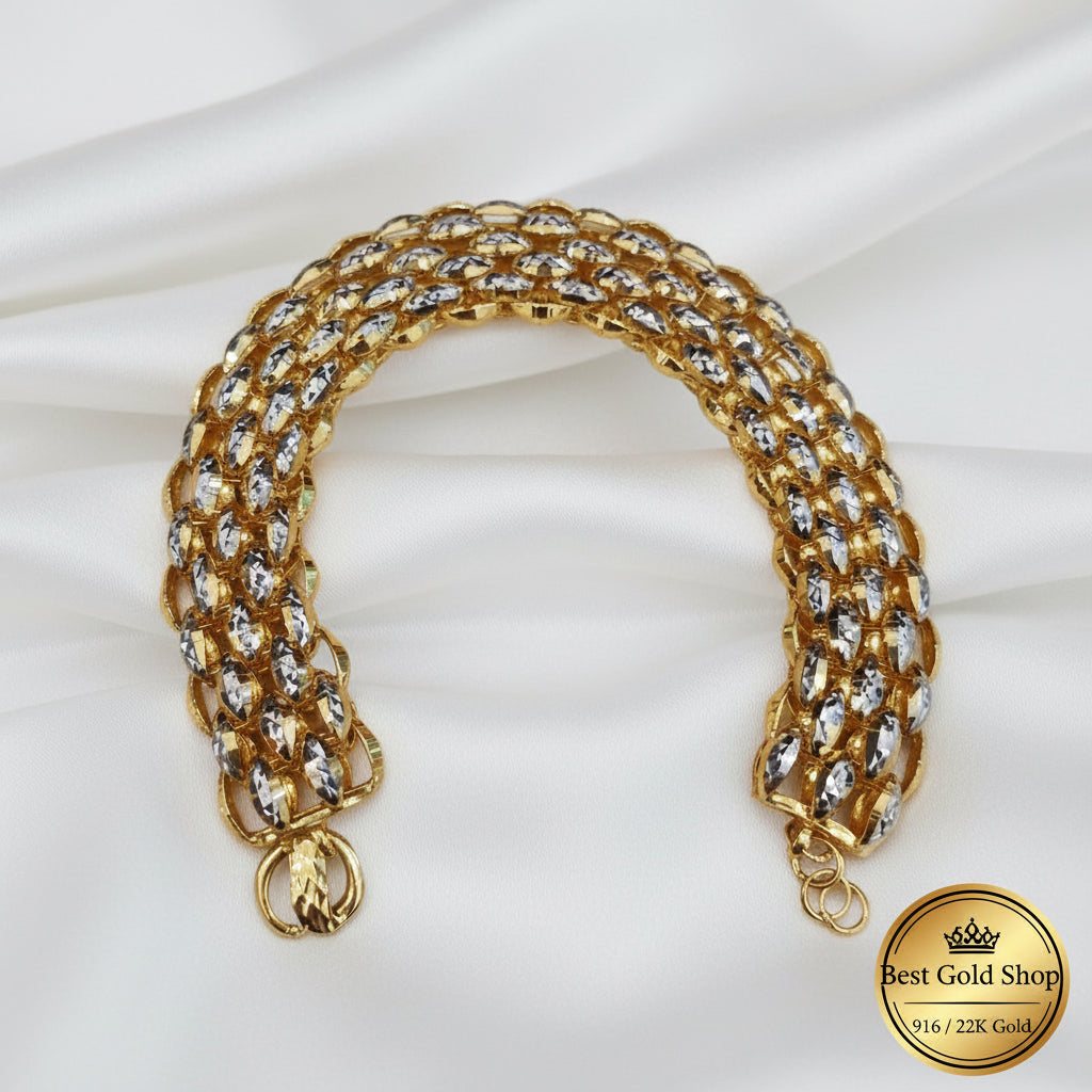 Alternate view of the polished 916 gold heavyweight Fancy bracelet