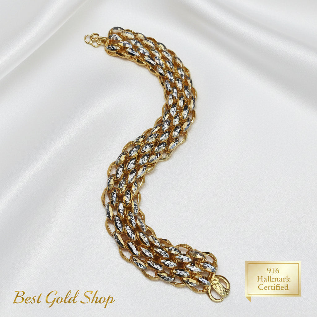 916 gold heavyweight Fancy bracelet in polished 22K yellow gold