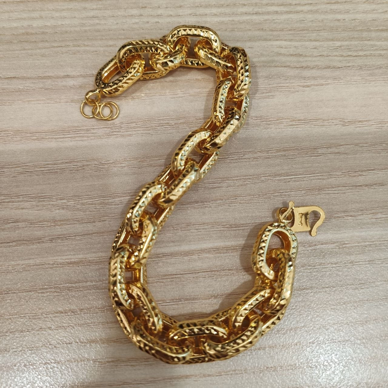 916 gold hollow anchor link bracelet hook clasp and extension rings
