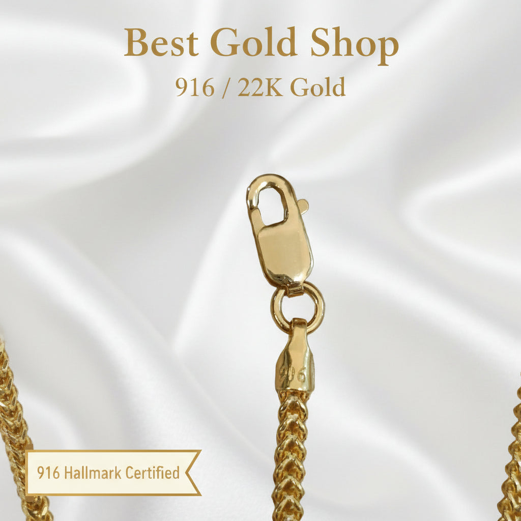 916 gold hollow box bracelet in lightweight 22K yellow gold