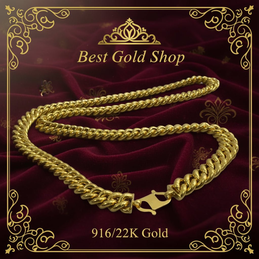 916 Gold (22K) Hollow Fishbone Chain Ultimate Statement Masterpiece Necklace for WomenNecklacesBest Gold Shop
