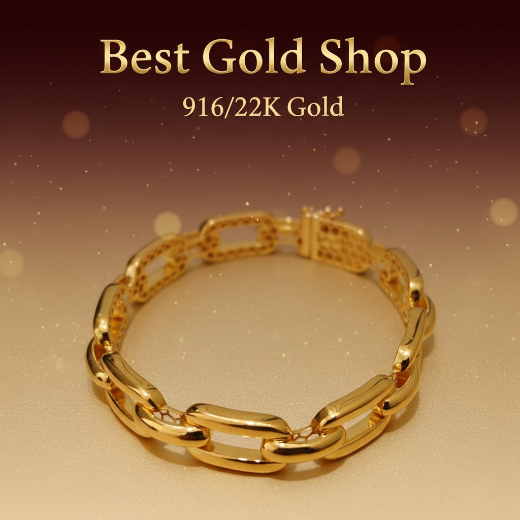 916 Gold (22K) Hollow Link Bangle Version 2: Modern Structural Elegance Jewelry for WomenBest Gold Shop