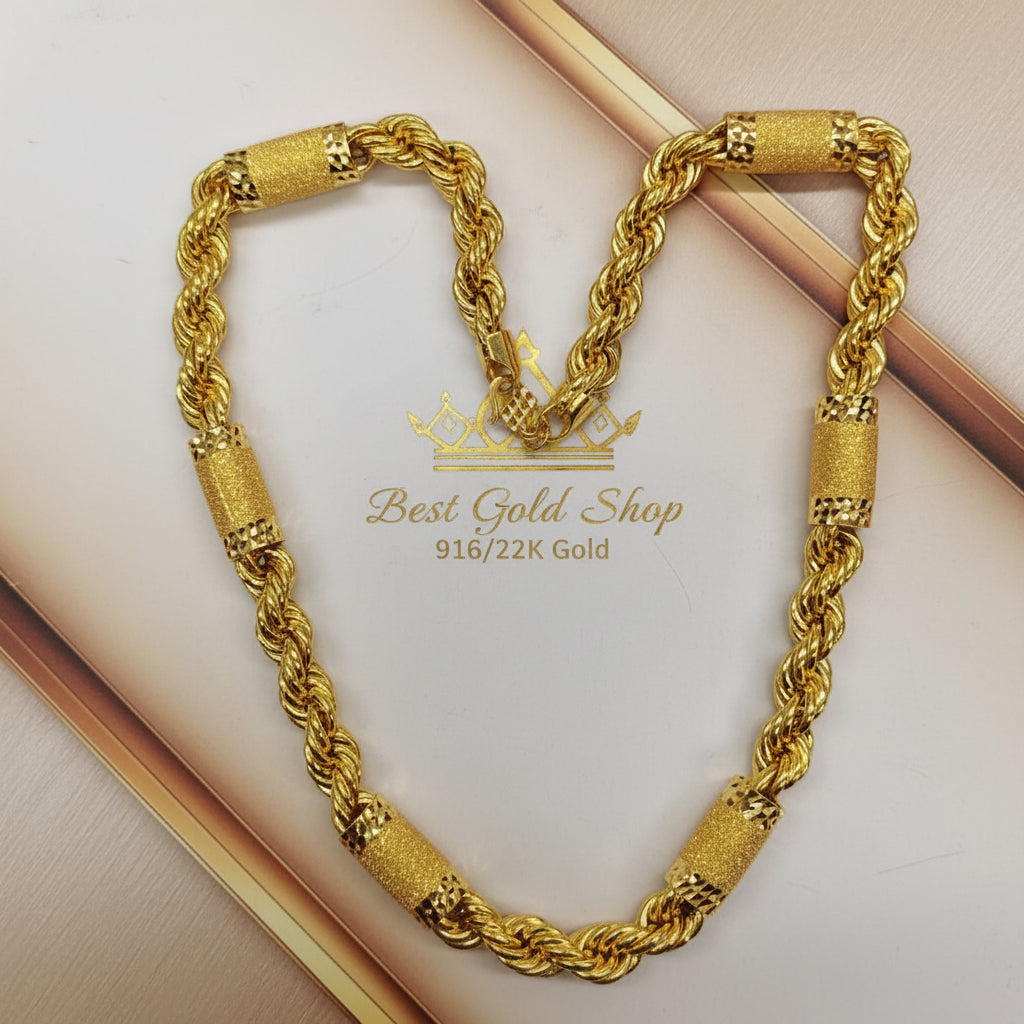 916 Gold (22K) Hollow Sandy Rope Chain Necklace for WomenNecklacesBest Gold Shop