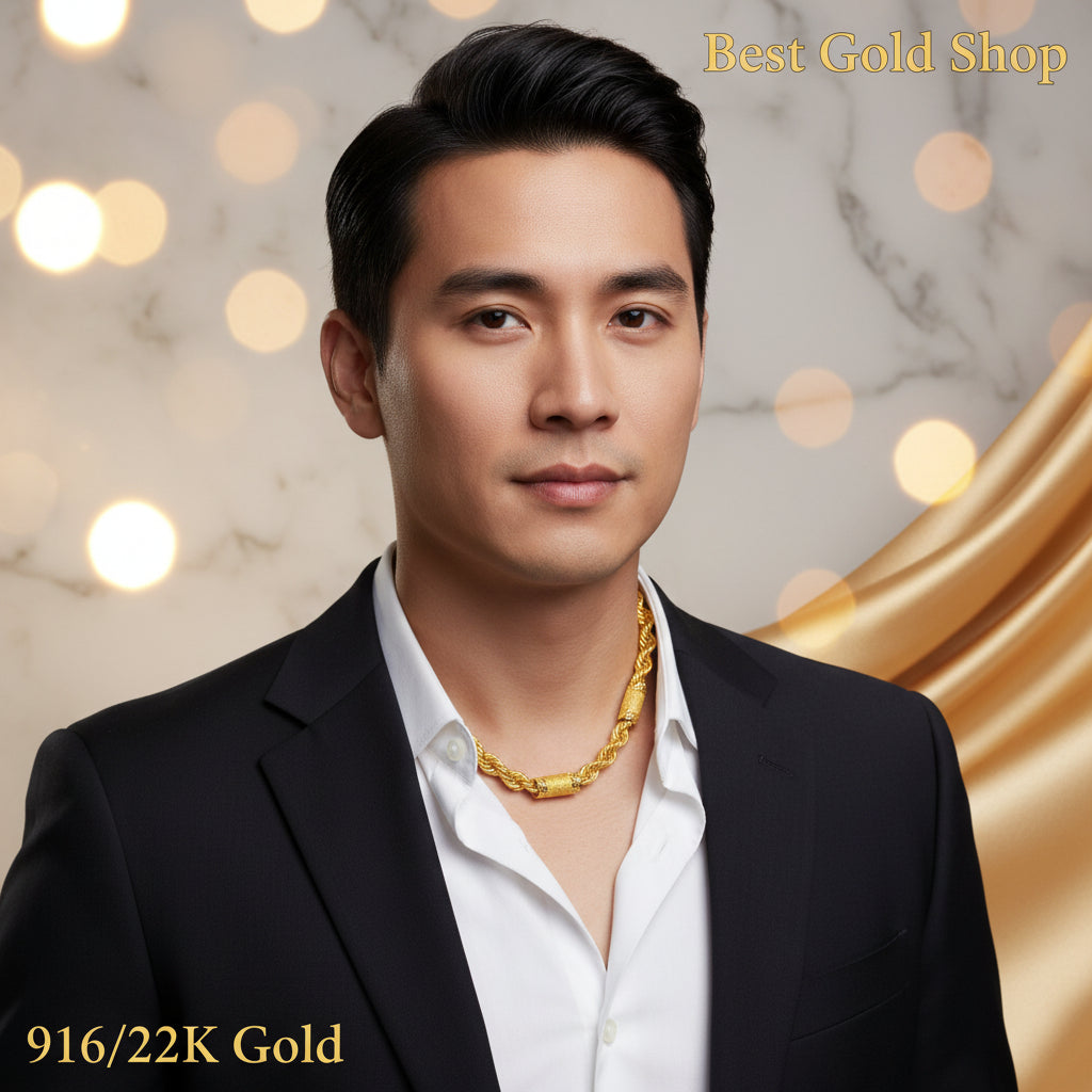 916 Gold (22K) Hollow Sandy Rope Chain Necklace for WomenNecklacesBest Gold Shop