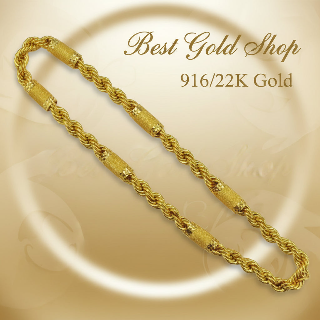 916 Gold (22K) Hollow Sandy Rope Chain Necklace for WomenNecklacesBest Gold Shop