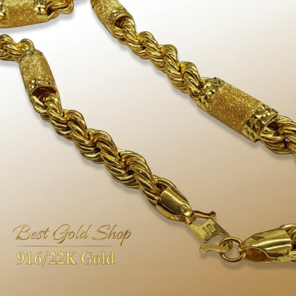 916 Gold (22K) Hollow Sandy Rope Chain Necklace for WomenNecklacesBest Gold Shop
