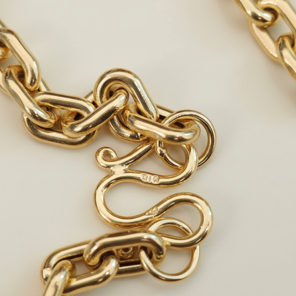 916 Gold Hollow Wanzi Chain | Lightweight 22K Gold Necklace