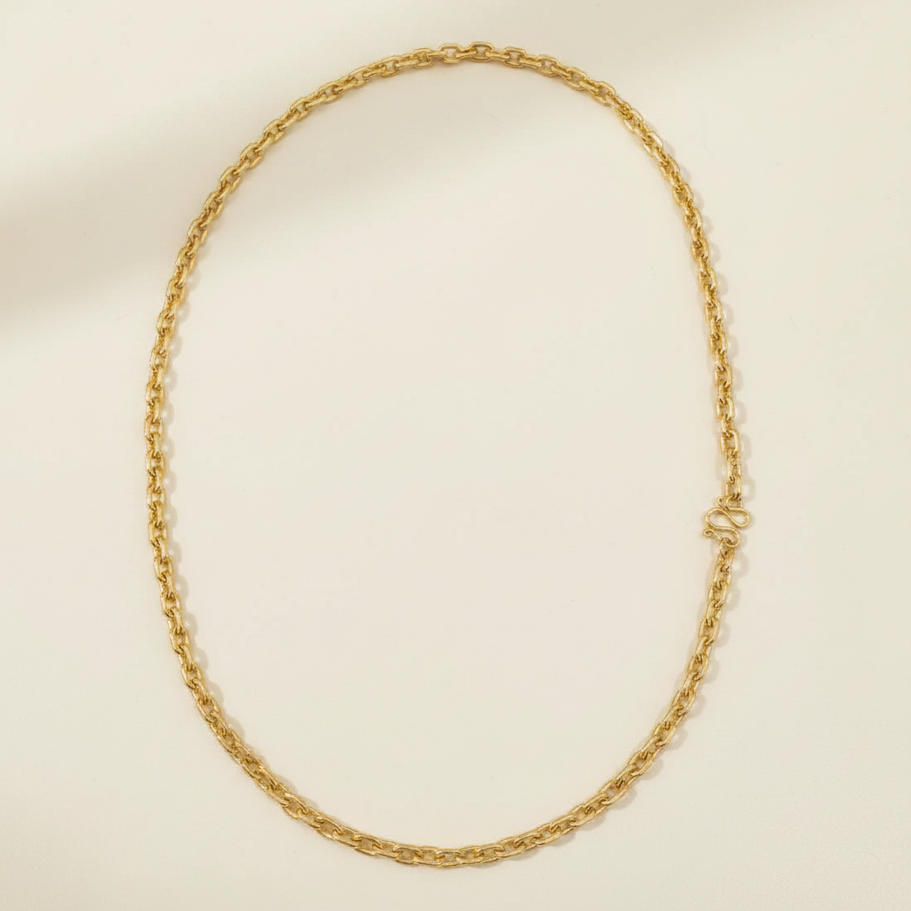 916 Gold Hollow Wanzi Chain | Lightweight 22K Gold Necklace