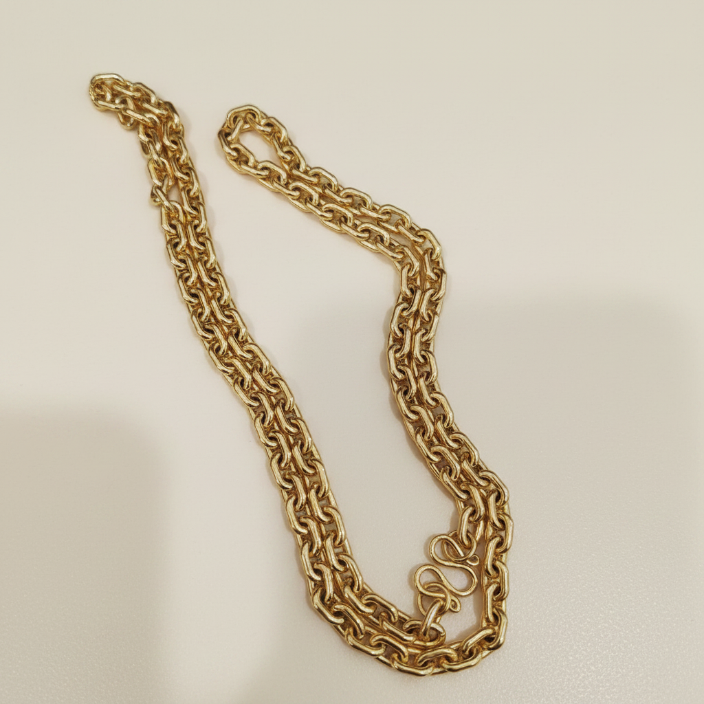 916 Gold Hollow Wanzi Chain | Lightweight 22K Gold Necklace