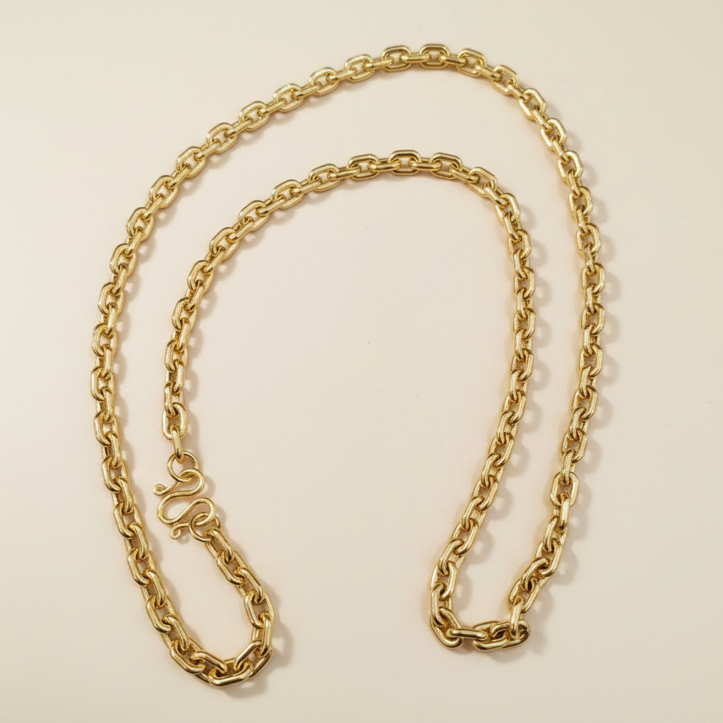 916 Gold Hollow Wanzi Chain | Lightweight 22K Gold Necklace