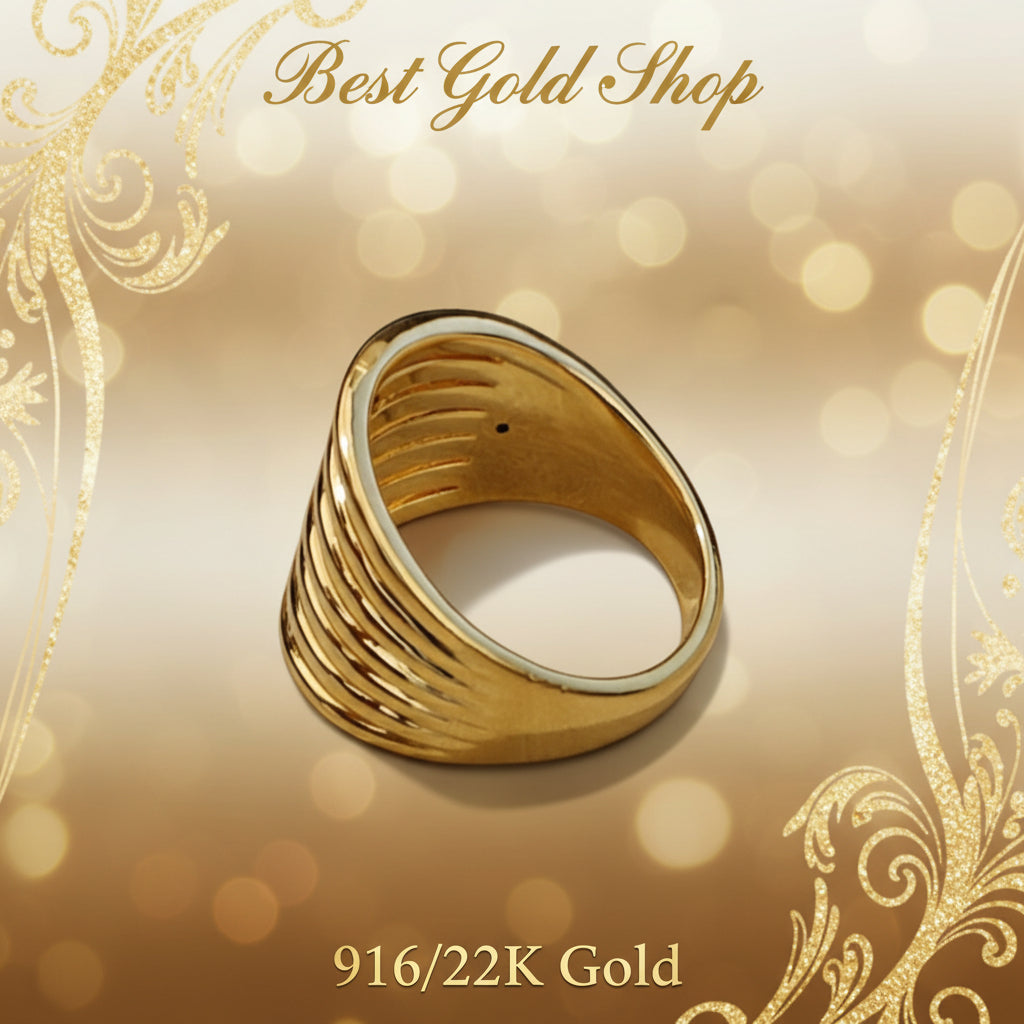 916 Gold (22K) Double Heart Feather Light Ring for WomenRingsBest Gold Shop