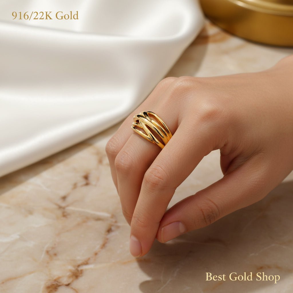 916 Gold (22K) Layer Version 2 Elegant Lightweight Series Ring for WomenRingsBest Gold Shop