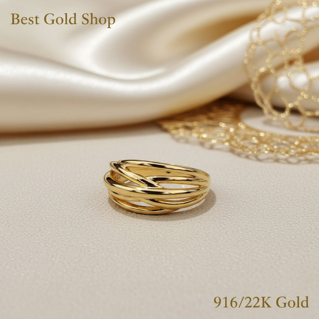916 Gold (22K) Layer Version 2 Elegant Lightweight Series Ring for WomenRingsBest Gold Shop