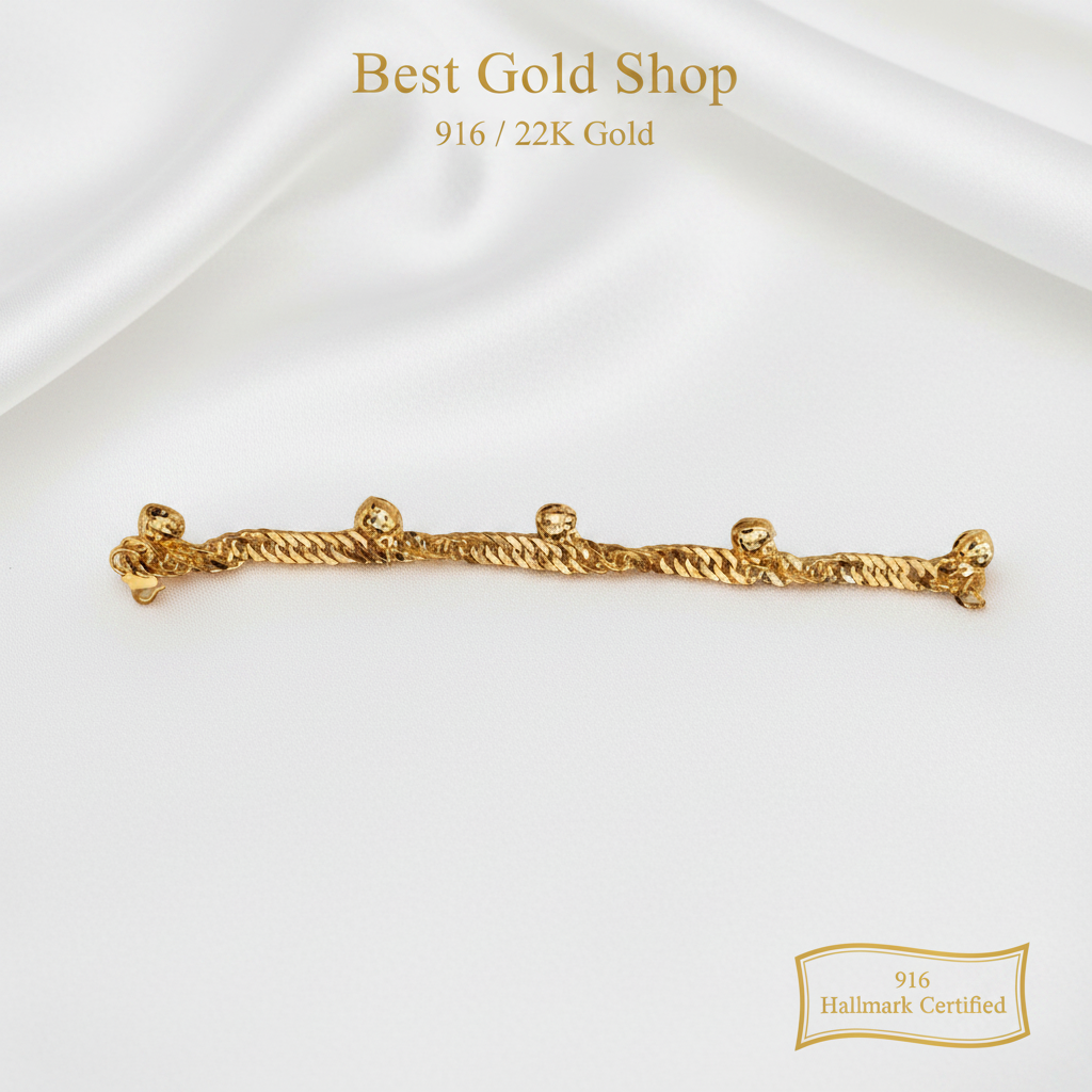 916 Gold Lipan Dangling Heart Bracelet