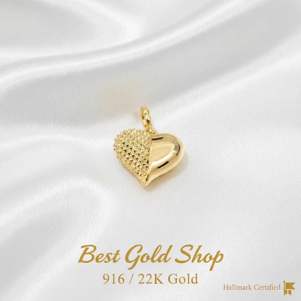 916 Gold Luna & Sol Heart pendant feather lightCharms & PendantsBest Gold Shop