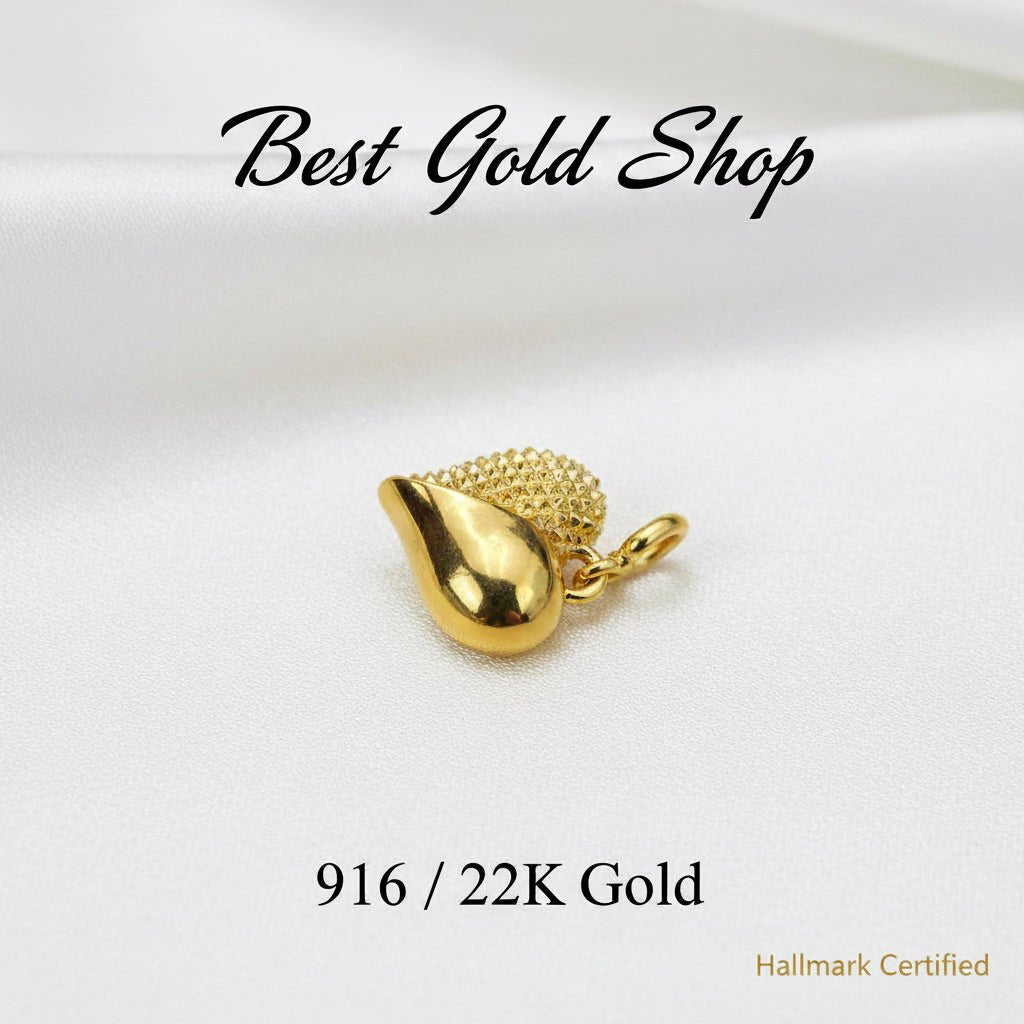 916 Gold Luna & Sol Heart pendant feather lightCharms & PendantsBest Gold Shop