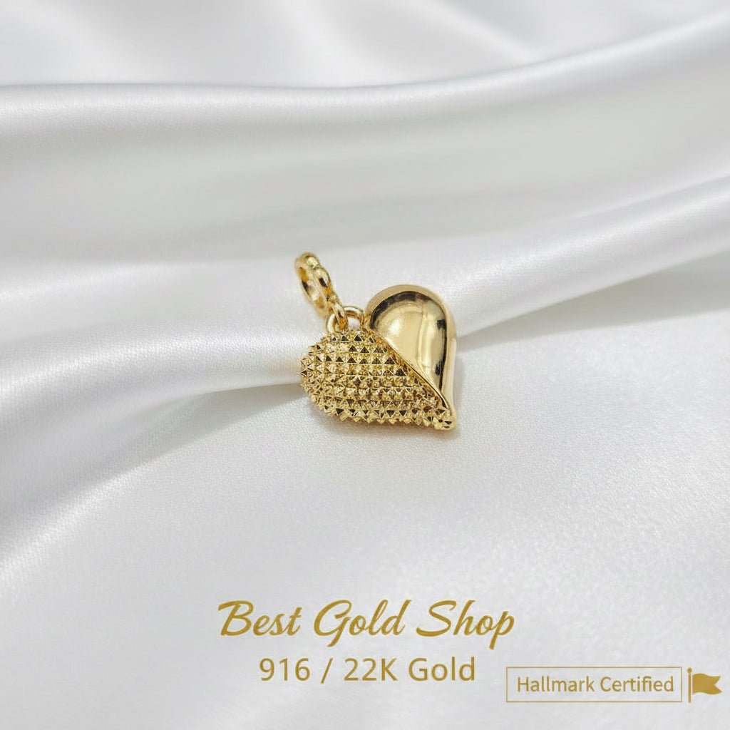 916 Gold Luna & Sol Heart pendant feather lightCharms & PendantsBest Gold Shop