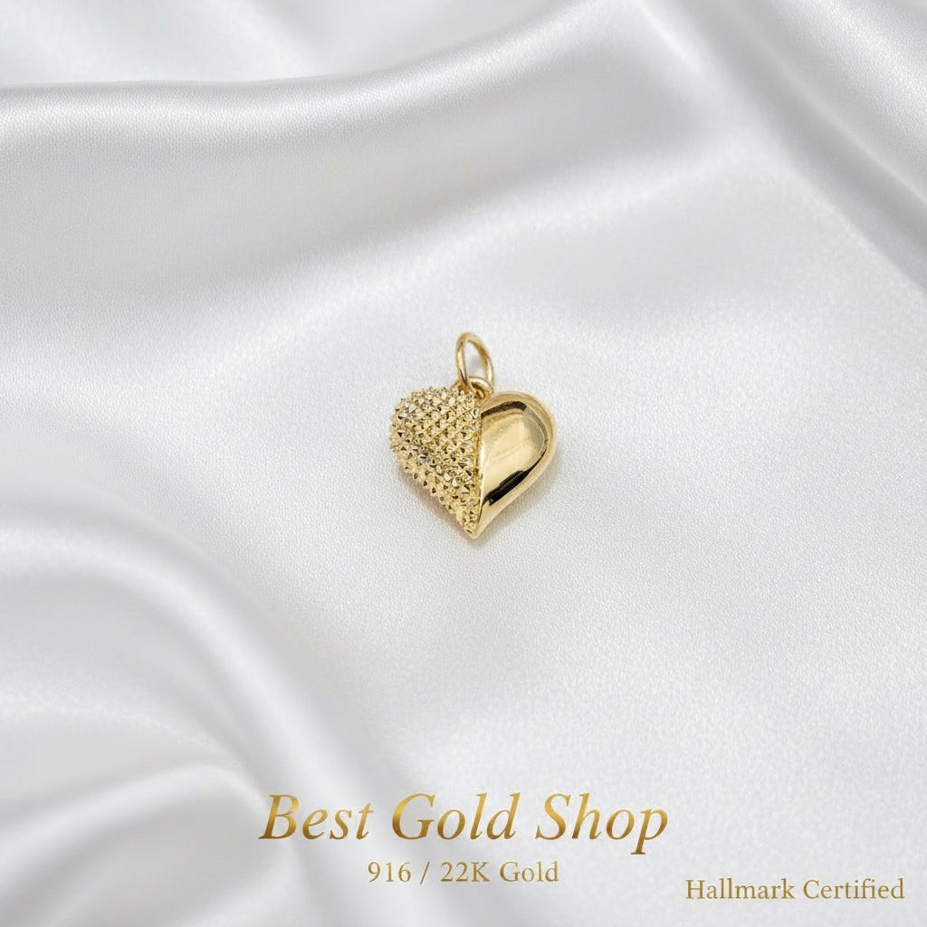 916 Gold Luna & Sol Heart pendant feather lightCharms & PendantsBest Gold Shop