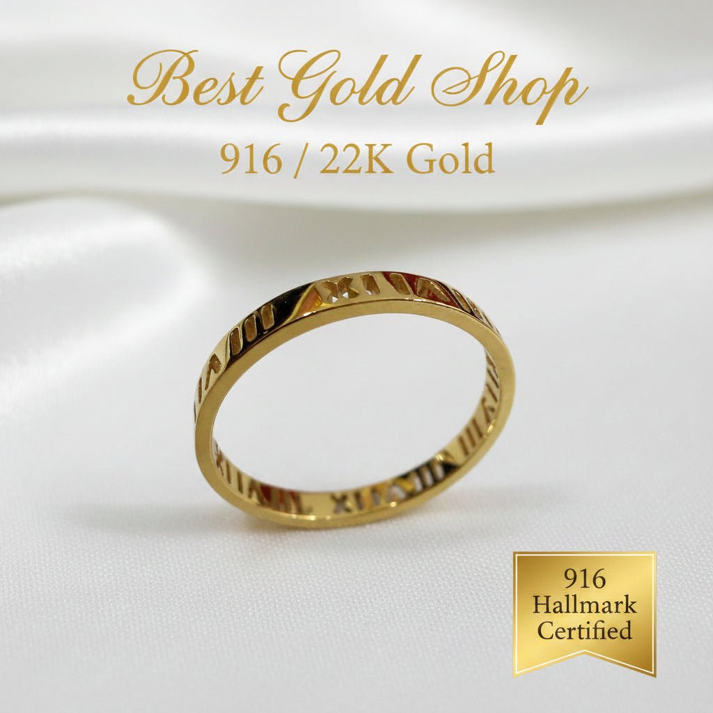 916 Gold Mini Roman Numeral Ladies RingRingsBest Gold Shop