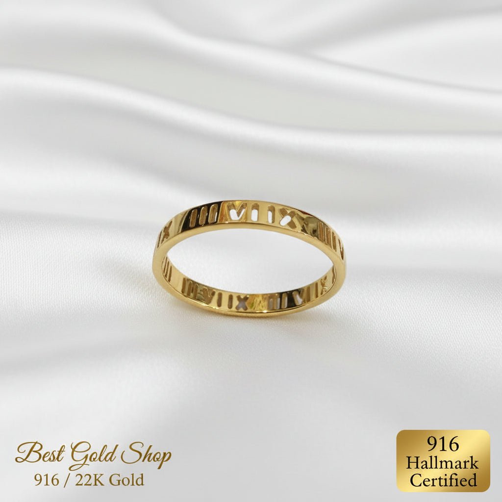 916 Gold Mini Roman Numeral Ladies RingRingsBest Gold Shop