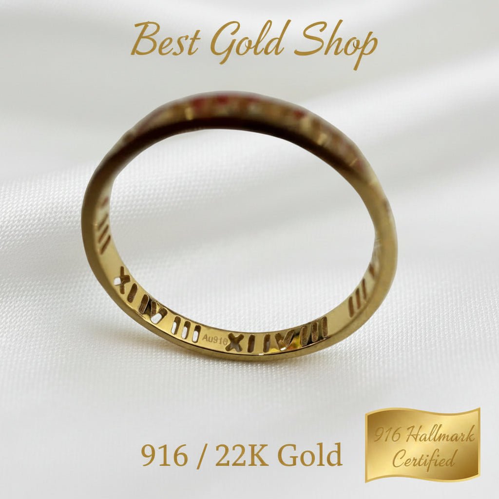 916 Gold Mini Roman Numeral Ladies RingRingsBest Gold Shop