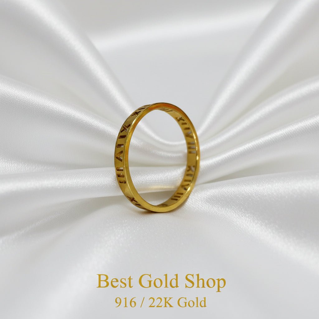 916 Gold Mini Roman Numeral Ladies RingRingsBest Gold Shop