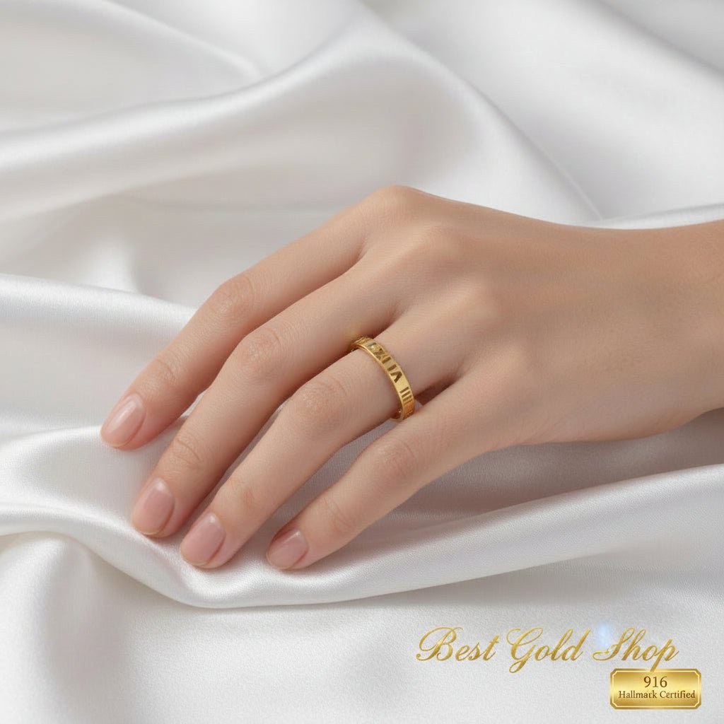 916 Gold Mini Roman Numeral Ladies RingRingsBest Gold Shop