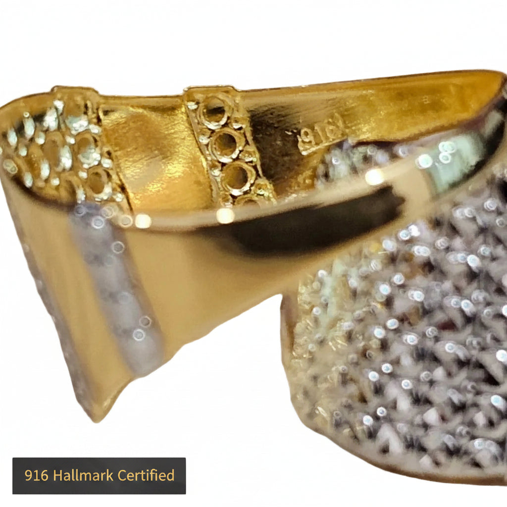 916 Gold Nugget Ring 2 tone Feather LightRingsBest Gold Shop