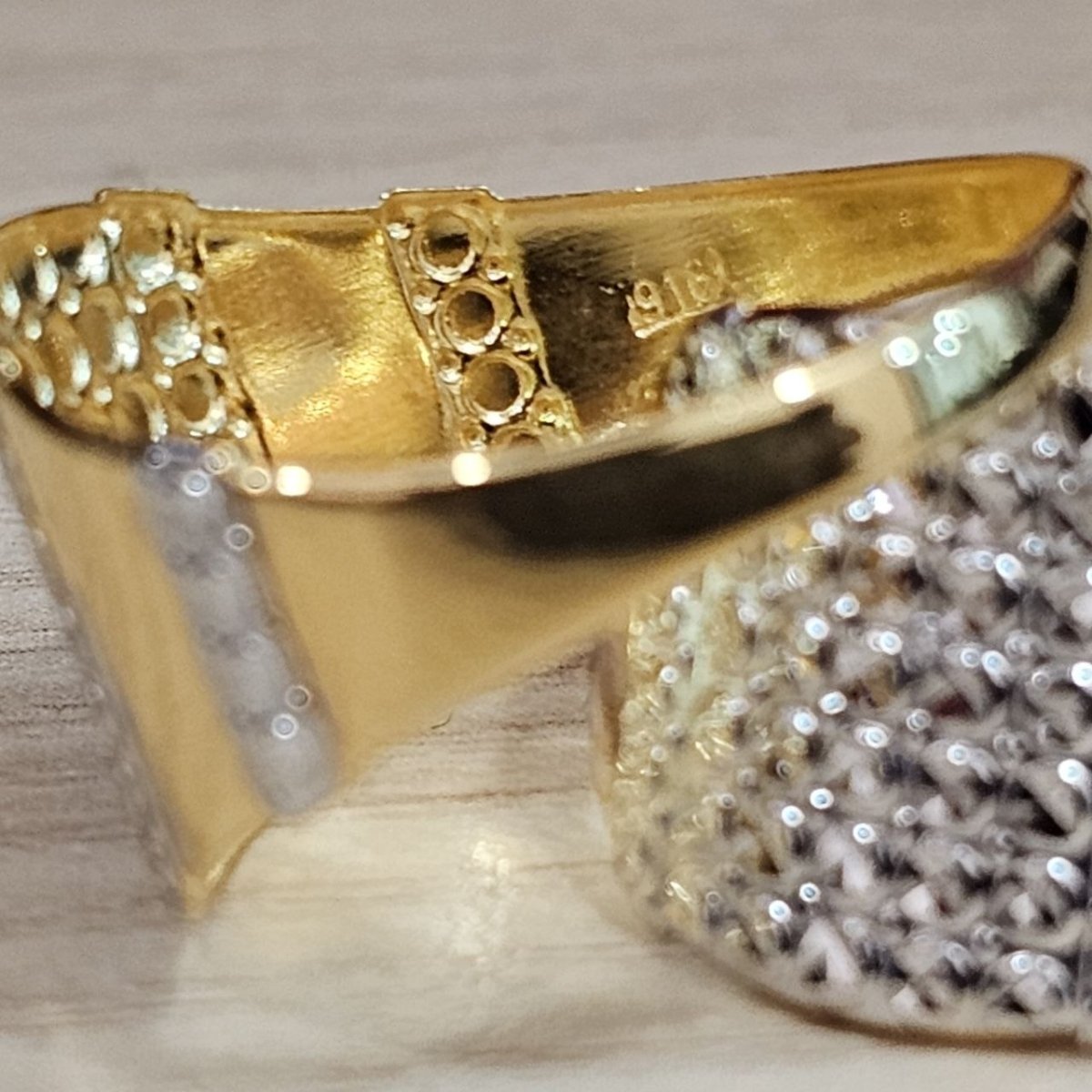 916 Gold Nugget Ring 2 tone Feather LightRingsBest Gold Shop