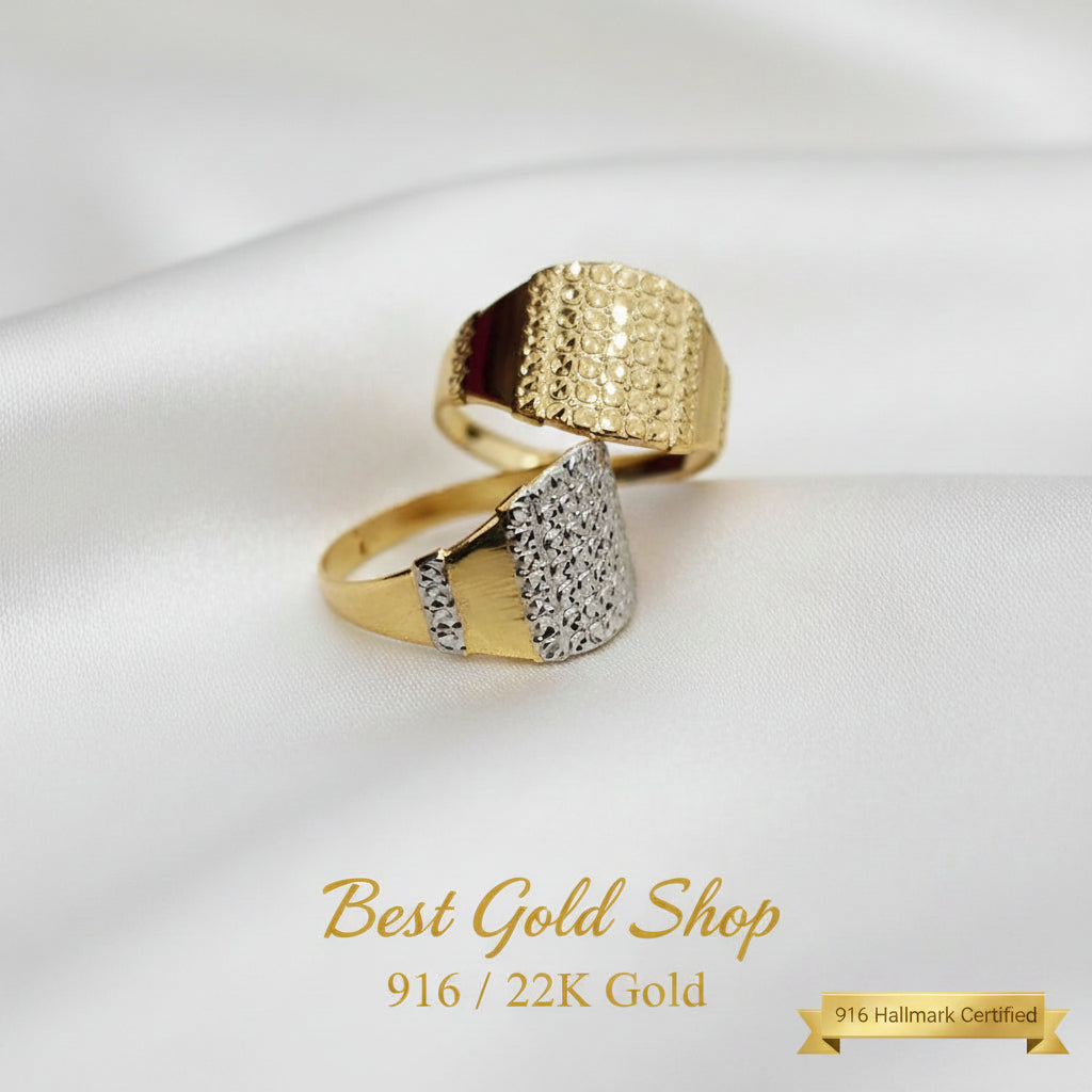 916 Gold Nugget Ring 2 tone Feather LightRingsBest Gold Shop